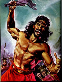 شمشون ينتصر على اعدائه بفك الحمار